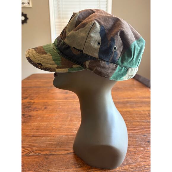 Woodland Military Hat Cap Utility Camouflage Green SIZE LARGE - Picture 3 of 7